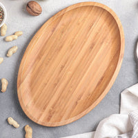 Bamboo Oval Platter 18" inch X 13.25" inch | For Appetizers / Barbecue / Steak-0