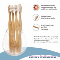 Bamboo Toothbrush Set 4-Pack - Bamboo Toothbrushes with Medium Bristles for Adults - Eco-Friendly, Biodegradable, Natural Wooden Toothbrushes-5