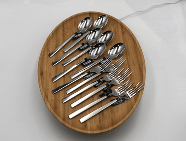 13 Piece 18/10 Stainless Steel Fork And Spoon Dinner Set By With A Square Solid Handle-1
