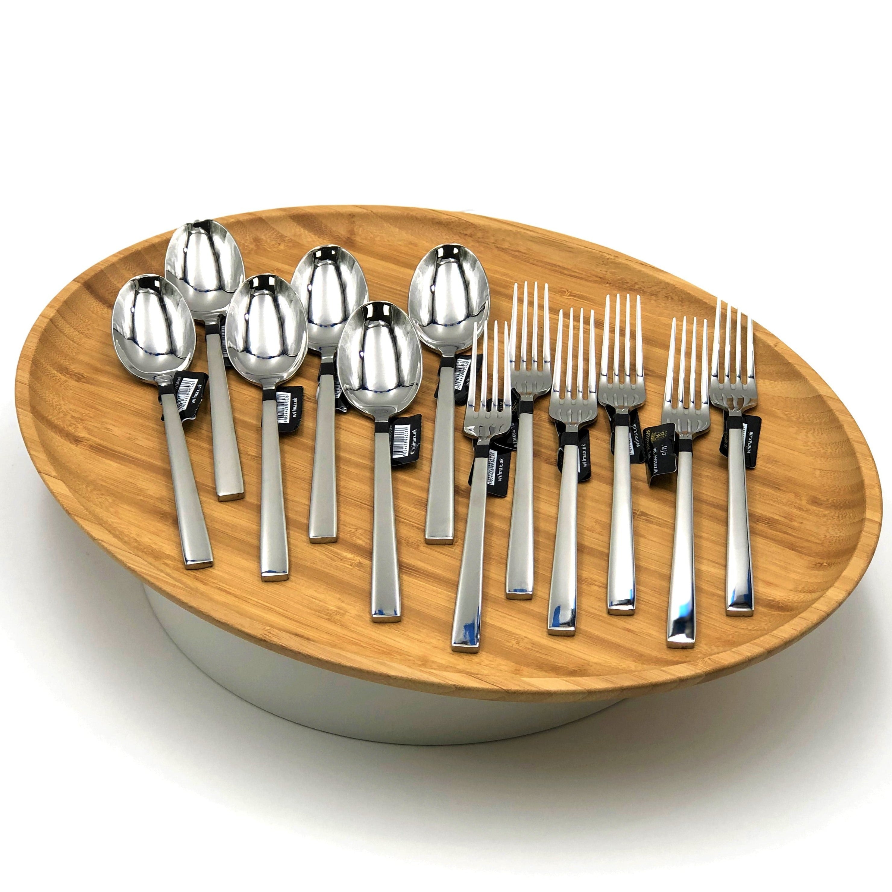 13 Piece 18/10 Stainless Steel Fork And Spoon Dinner Set By With A Square Solid Handle-0