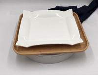Square Bamboo And Fine Porcelain Contemporary Dinnerware Set-3