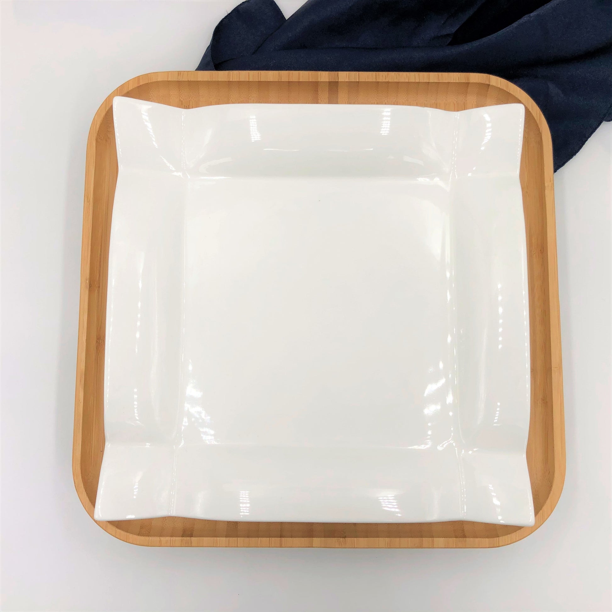 Square Bamboo And Fine Porcelain Contemporary Dinnerware Set-1