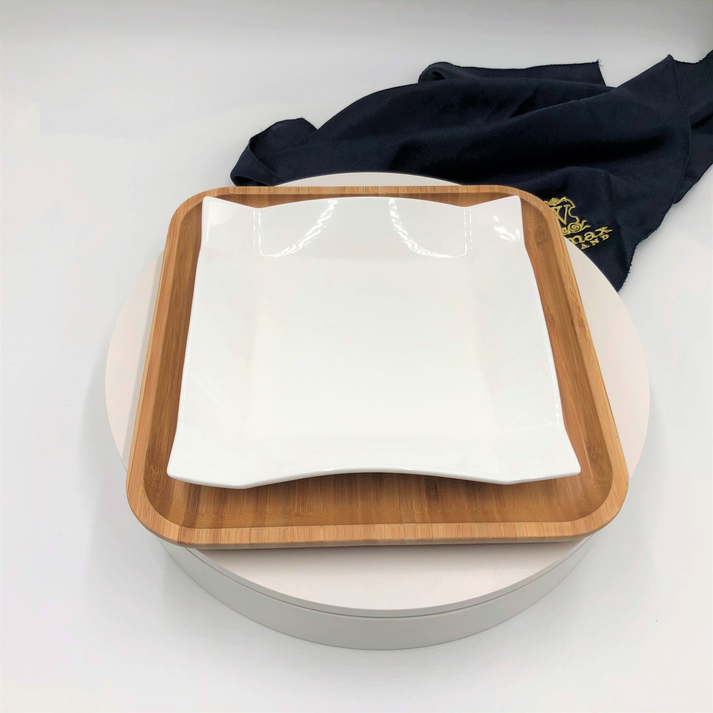 Square Bamboo And Fine Porcelain Contemporary Dinnerware Set-0