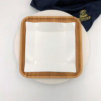 Square Bamboo And Fine Porcelain Contemporary Dinnerware Set-1