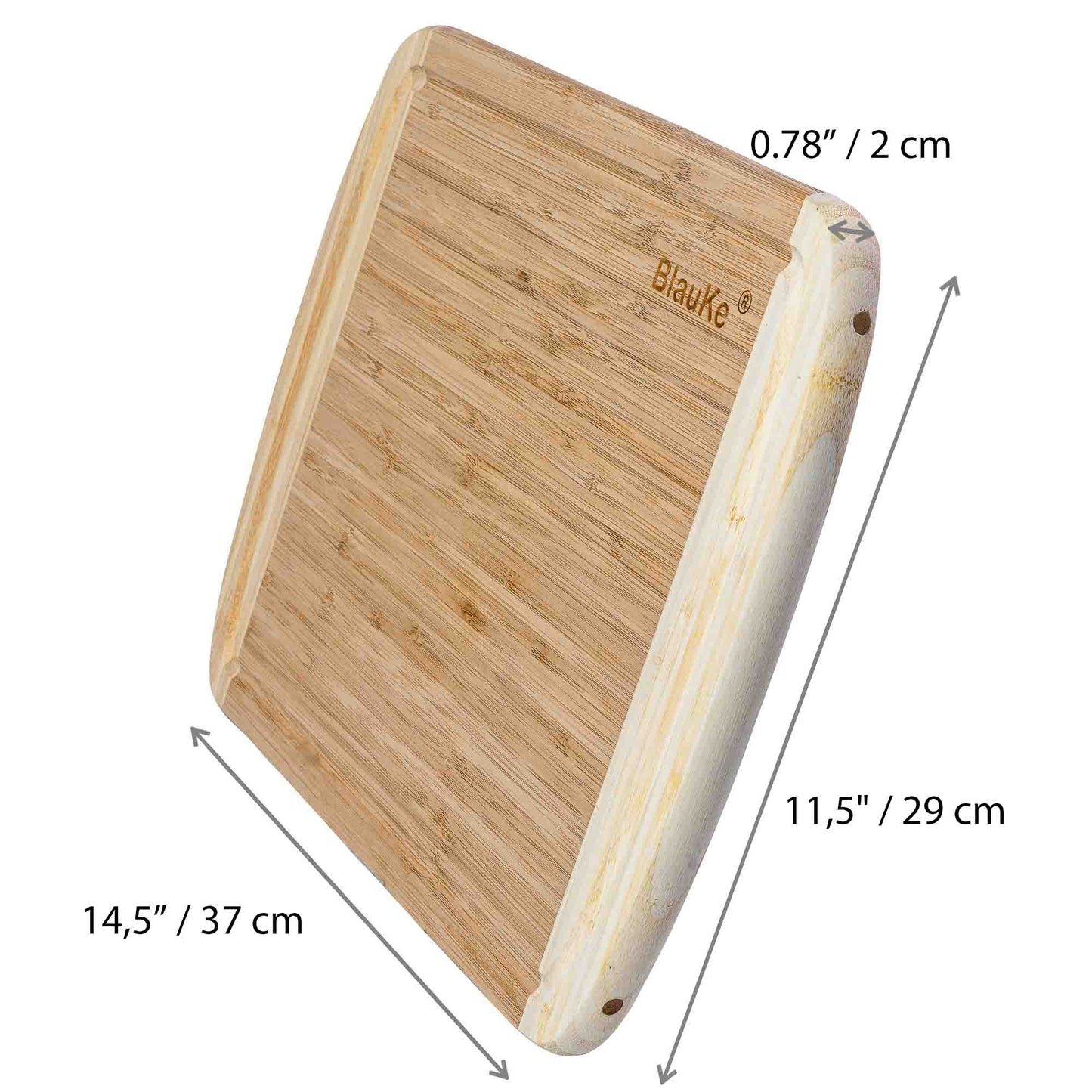 Large Wood Cutting Board for Kitchen 14x11 inch - Bamboo Chopping Board with Juice Groove - Wooden Serving Tray-2