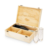 Celebrate Wood Champagne Box with Set of Flutes by Twine®-0