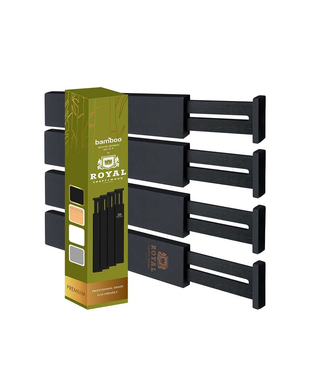 Wooden Drawer Separators Set of 4 Black Color-0