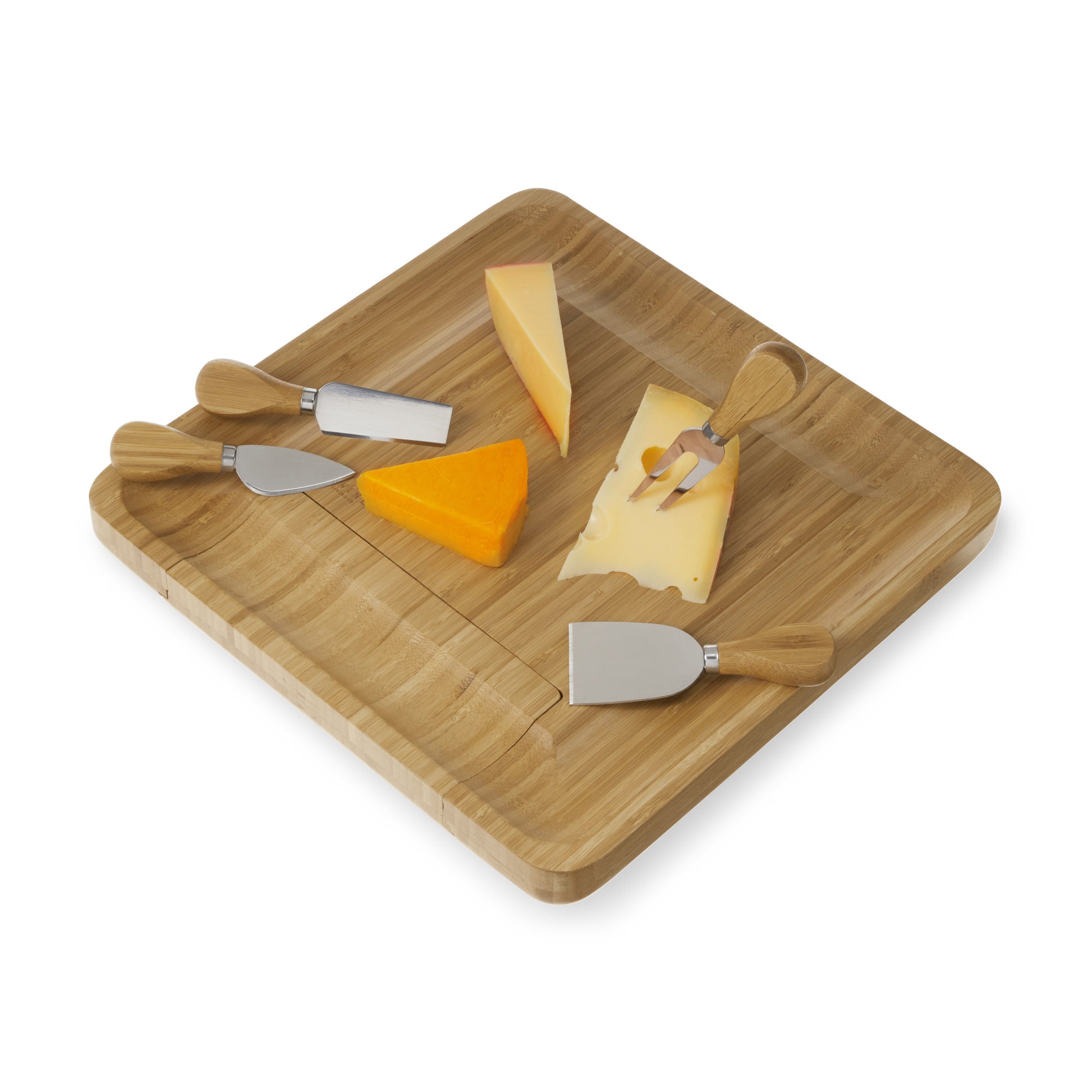 Four Piece Bamboo Cheese Board and Knife Set by Twine®-0